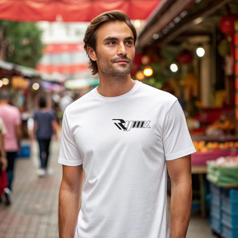 RYMX Men’s White Round Neck T-Shirt – 100% Cotton, Short Sleeve, Casual Slim Fit